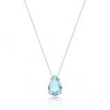 Colar pingente zircônia gota azul cravejado