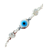 Pulseira entremeio zircônias e olho grego
