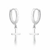 Argola click redonda pingente cruz