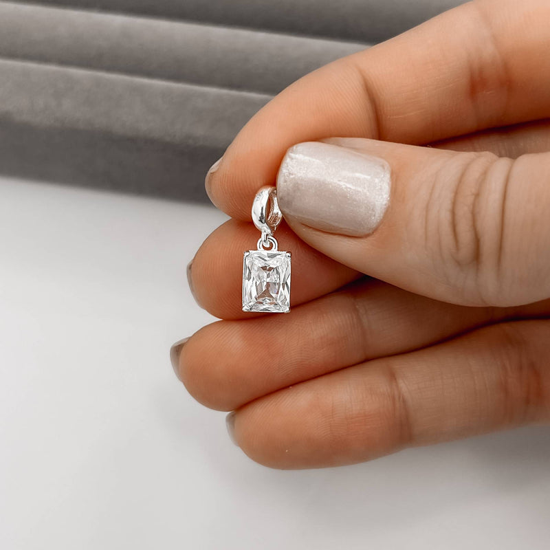 Berloque pingente zircônia retangular cristal