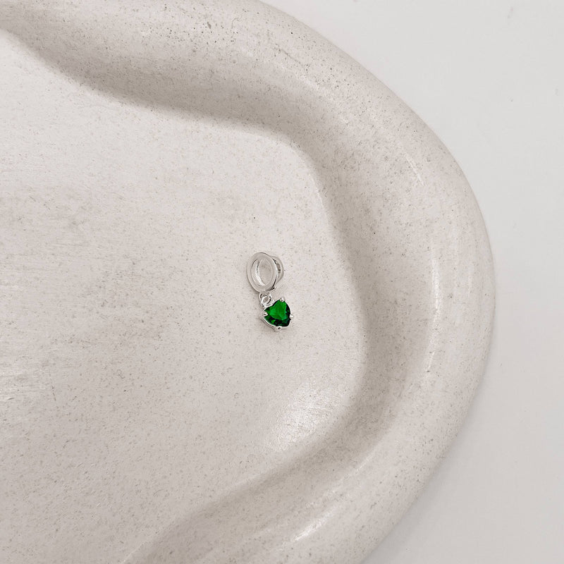 Berloque pingente coração acqua leitoso 7mm