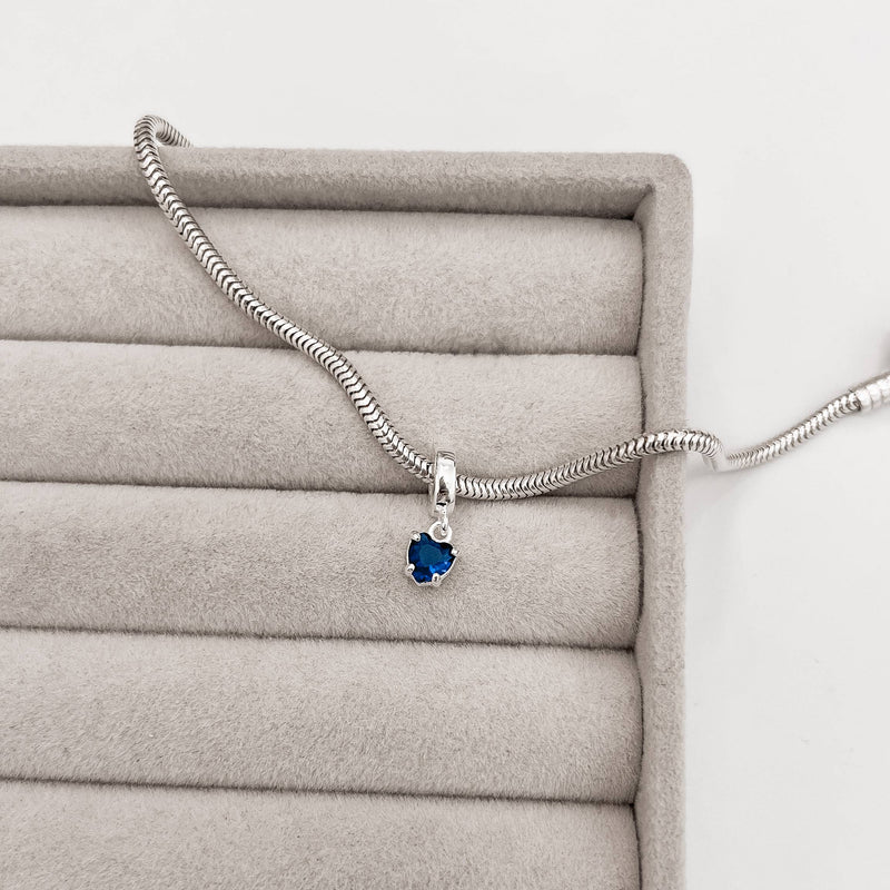 Berloque pingente coração acqua leitoso 7mm