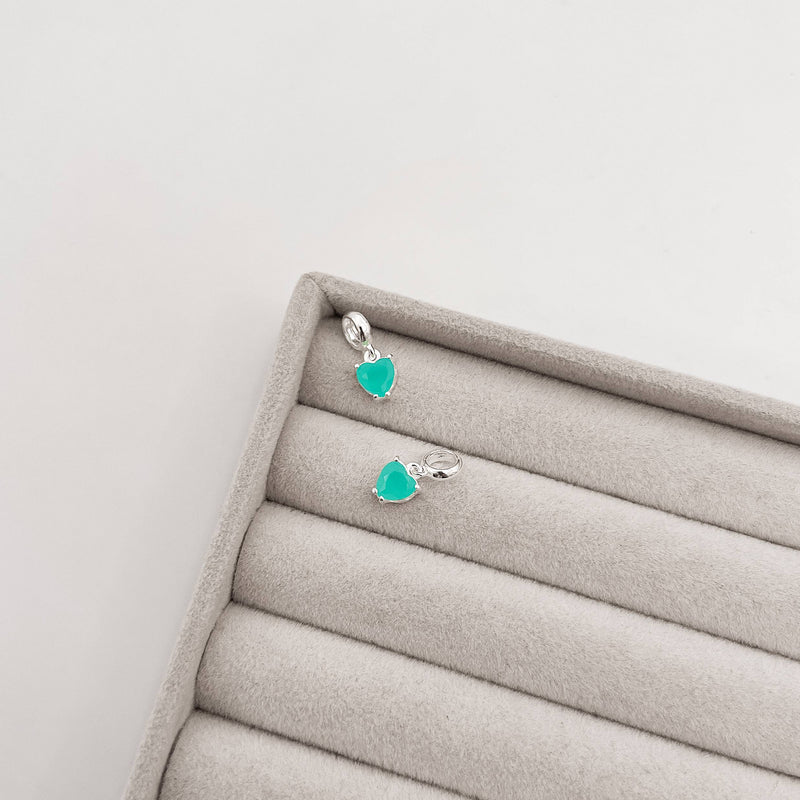 Berloque pingente coração acqua leitoso 7mm