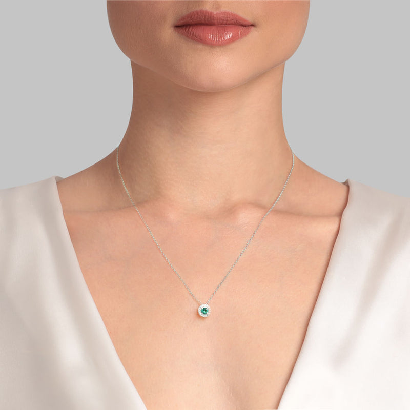 Colar zircônia redonda acqua com cravejado