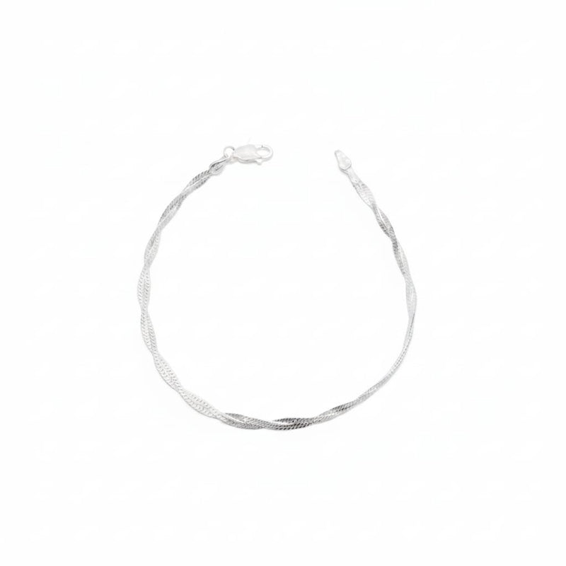 Pulseira Lisa Malha Trançada 2 Fios