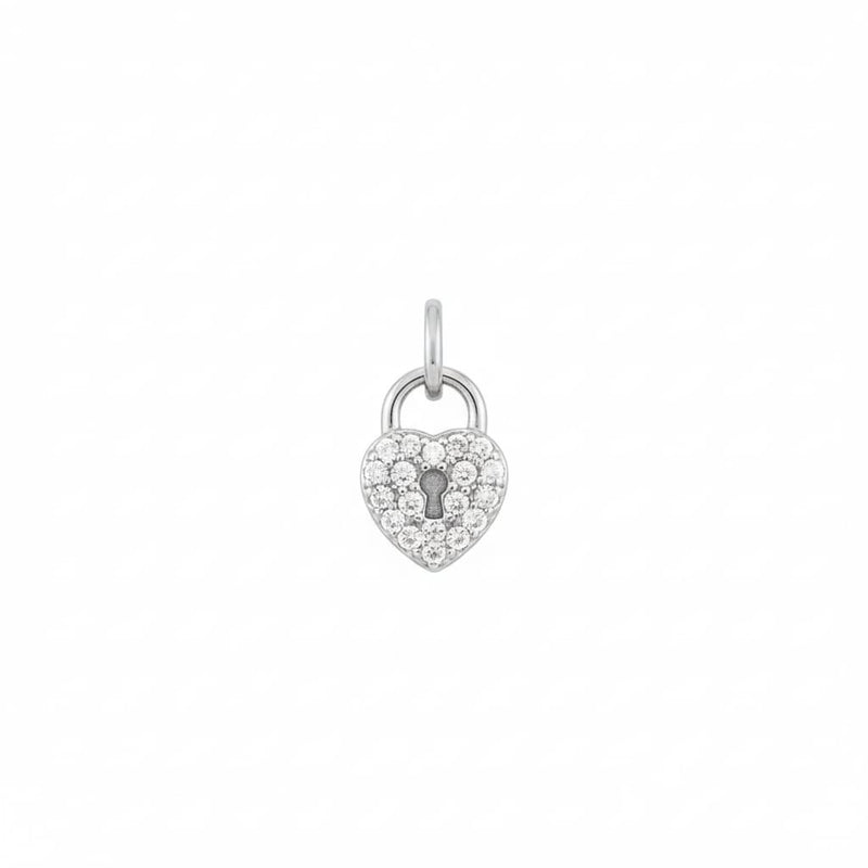 Pingente cadeado coração cravejado