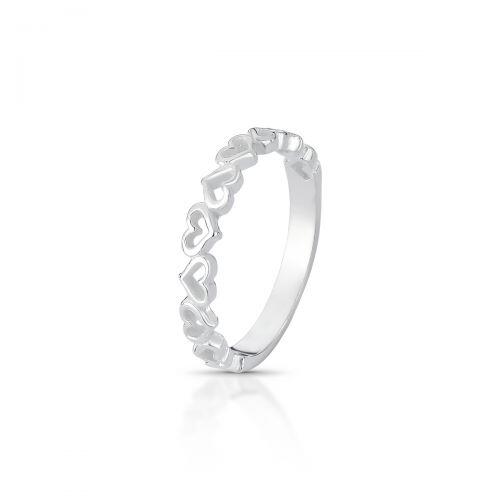 Anel de Prata Feminino Corações