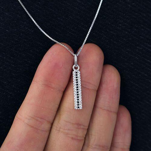 Colar Stick Cravejado Masculino em Prata