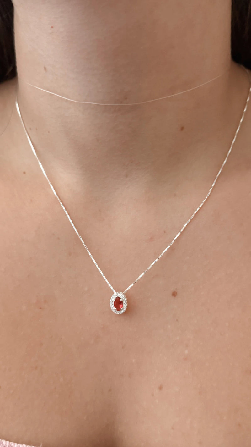 Colar Oval  Cravejado Rubelita