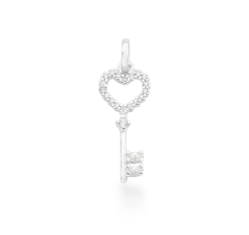 Pingente chave coração cravejado